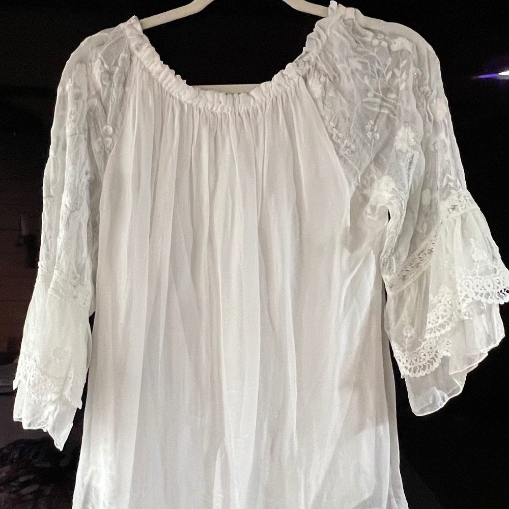 100 percent Silk embroidered bohemian BOHO top - Free Shipping